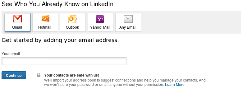 LinkedIn requesting to connect to GMail