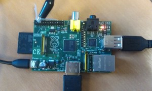 Raspberry Pi with Croc Clip attached to GPIO Ground