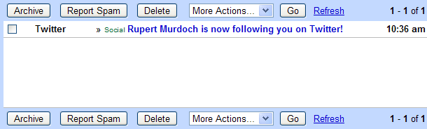 Rupert Murdoch is now following you on Twitter