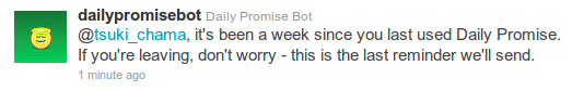 Leaving Daily Promise reminder tweet