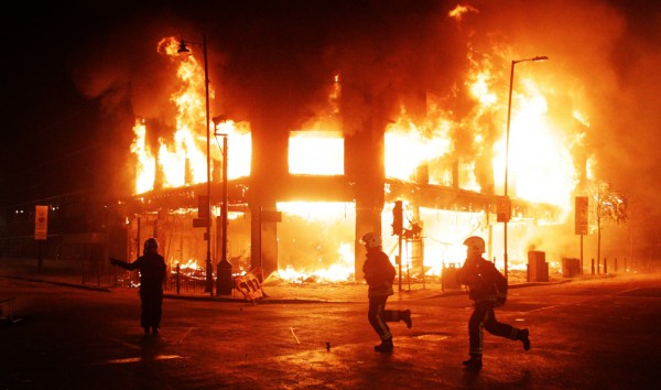 A building in Tottenham burns