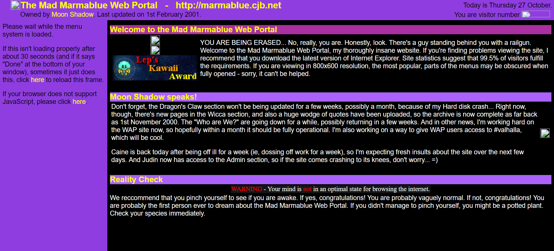 Mad Marmablue Web Portal, circa 2001