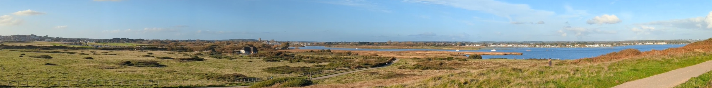 View of Hengistbury Head Nature Reserve and Christchurch Harbour