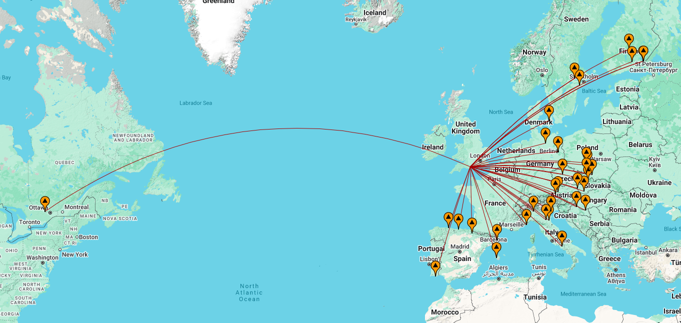 Map of contacts