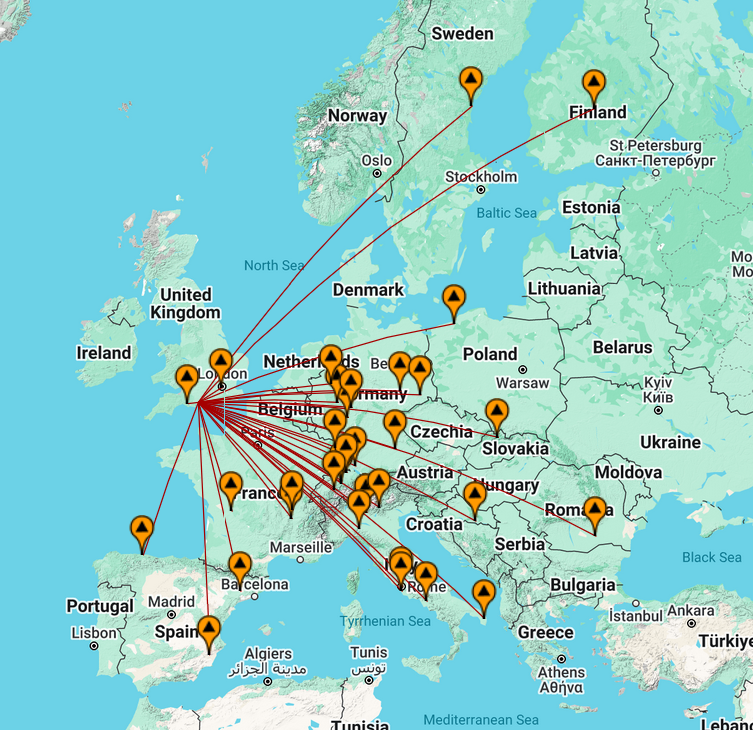 Map of contacts