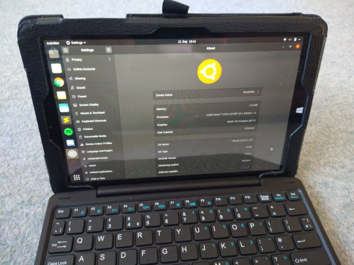 Ubuntu 20.04 on a Linx 1010B tablet