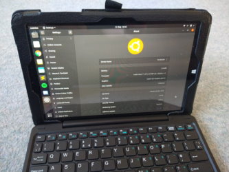 A Linx 1010B tablet running Ubuntu