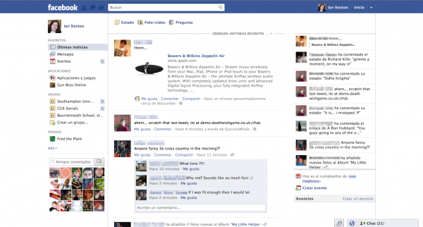 Facebook User Interface