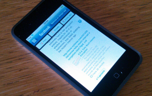 Facebook app running on an iPod Touch