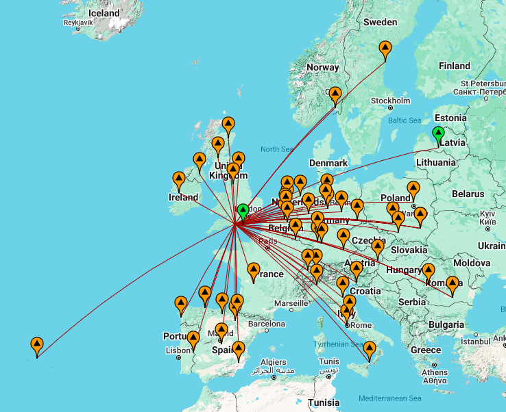 Map of contacts