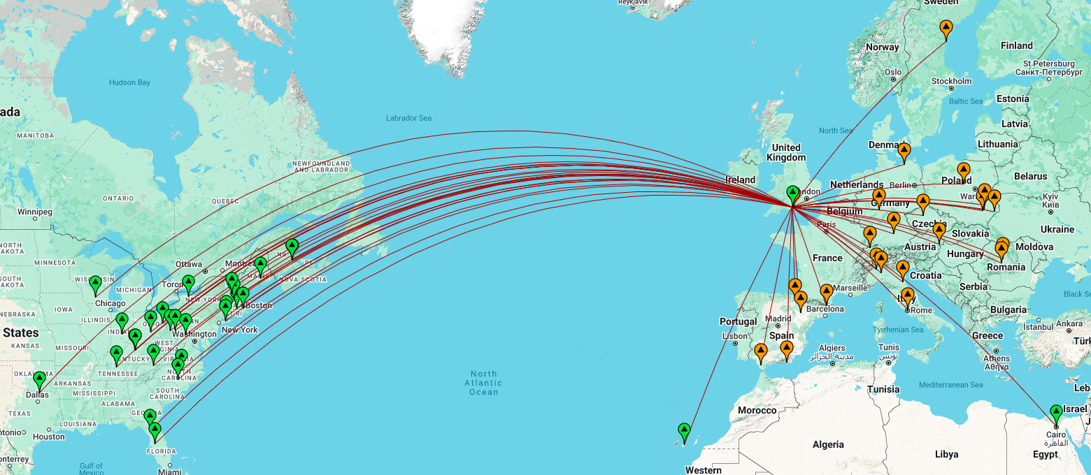 Map of contacts