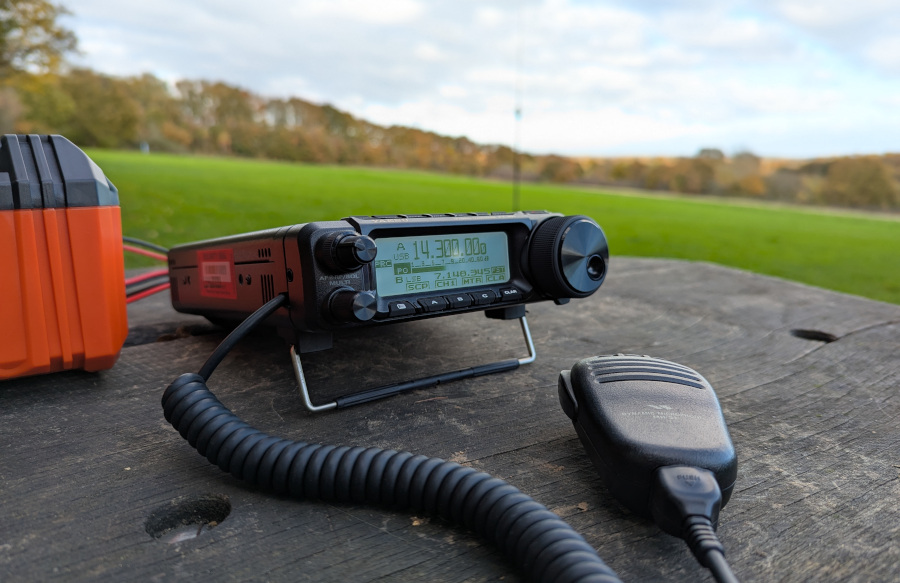 Radio on a picnic table