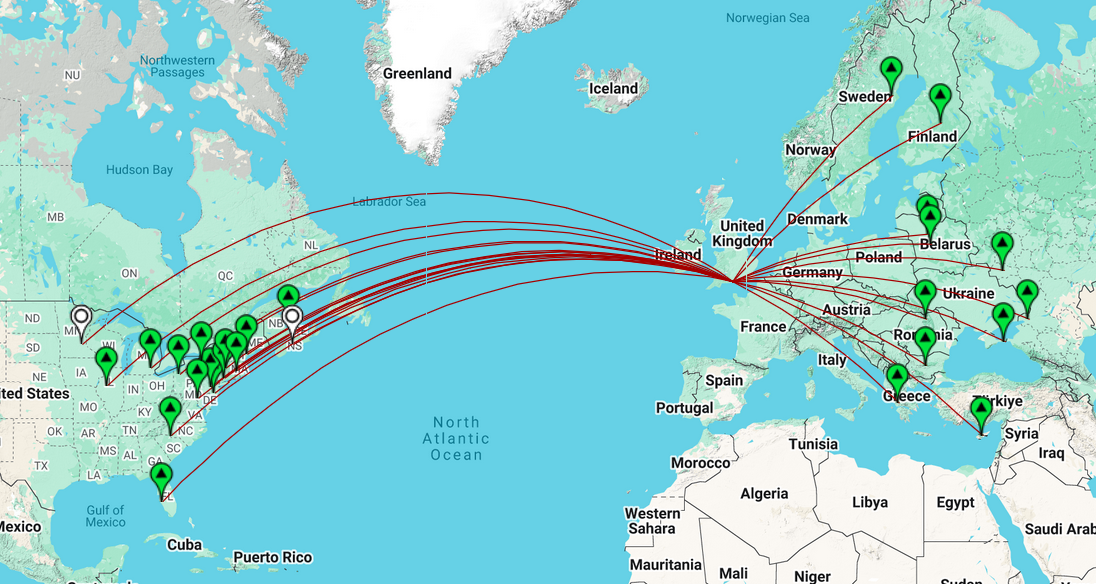 Map of contacts