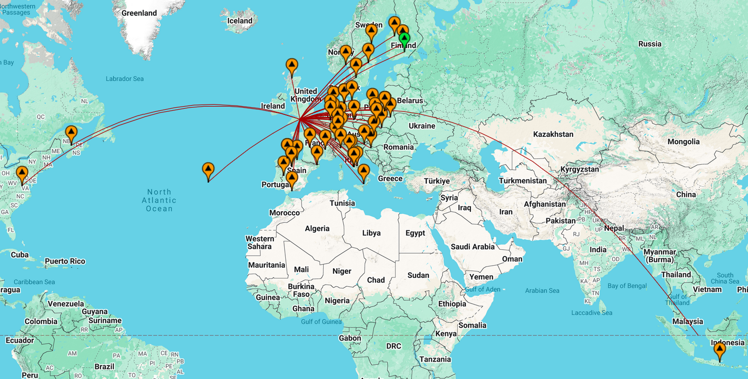 Map of contacts