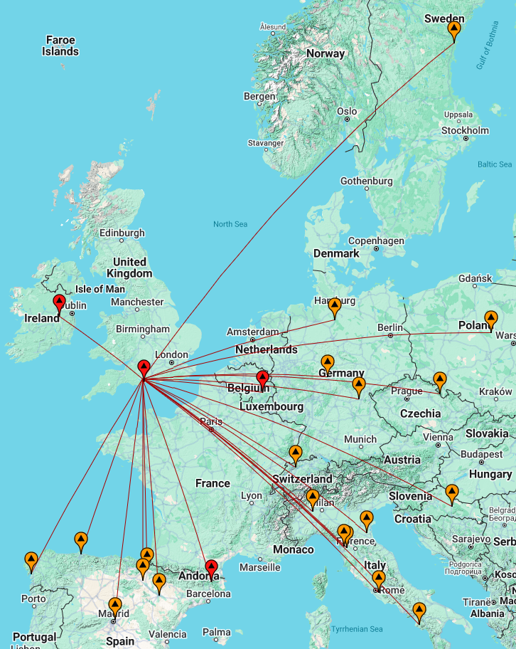 Map of contacts