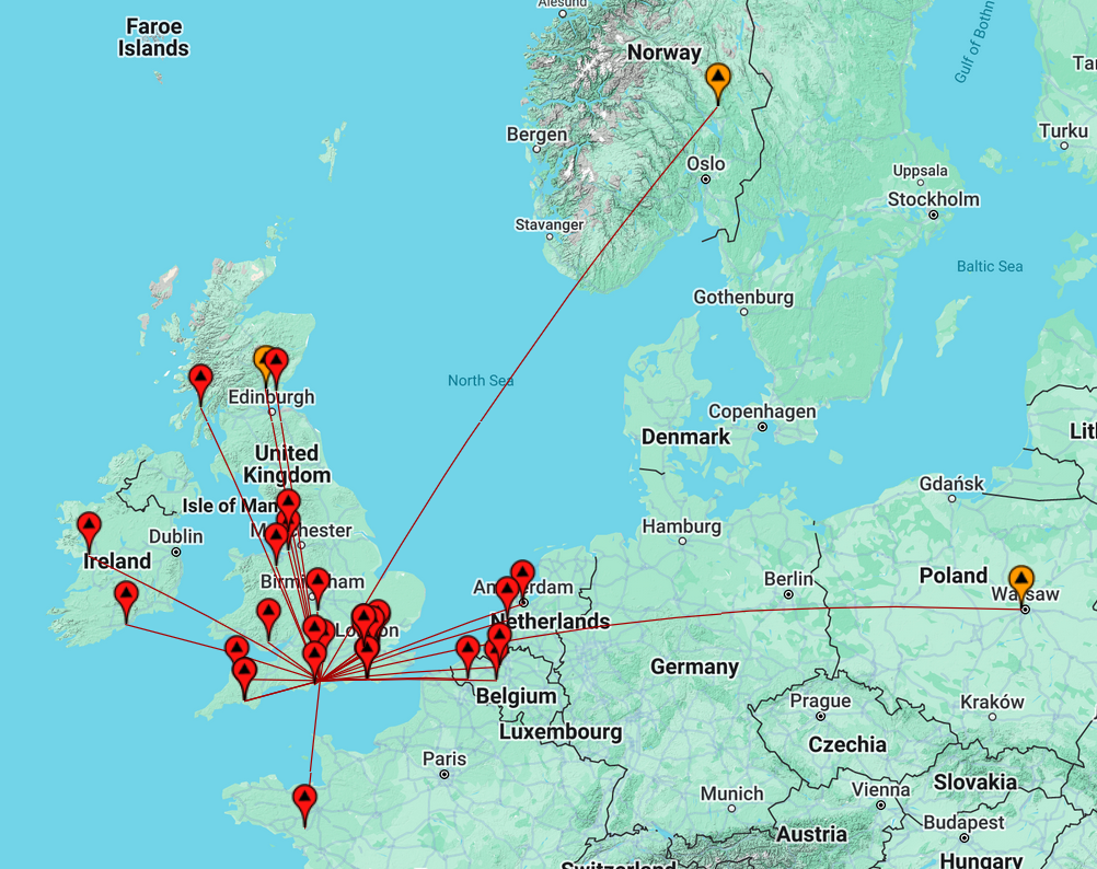 Map of contacts