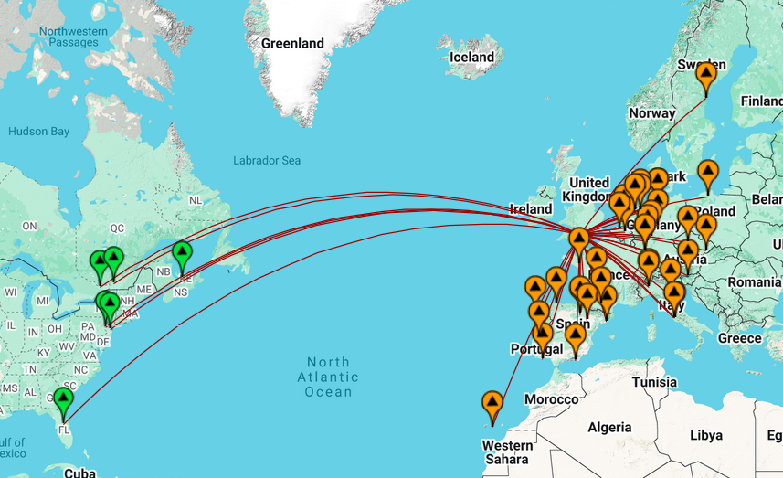 Map of contacts