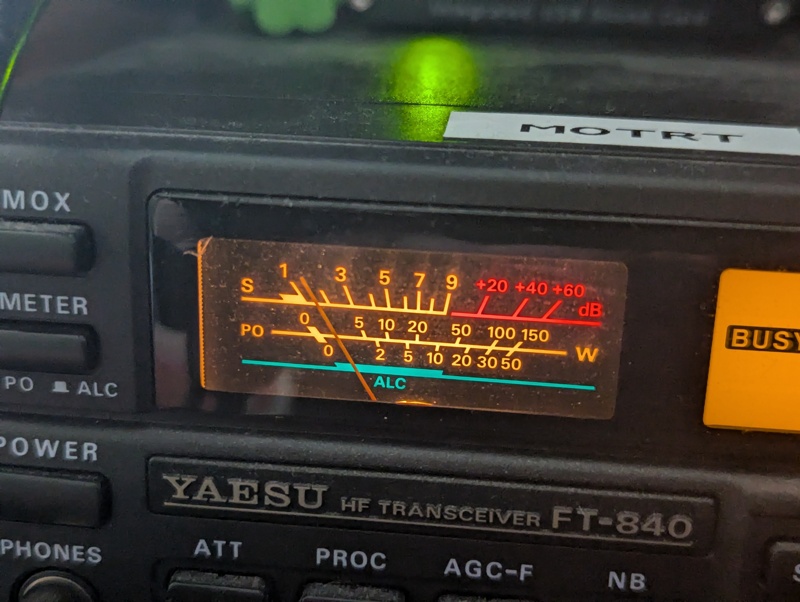 Yaesu FT-840 signal meter showing S2