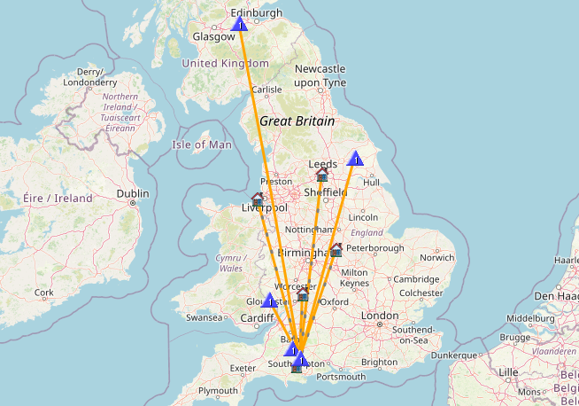 Map of SOTA contacts