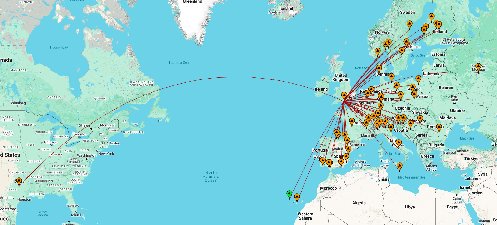 Map of contacts