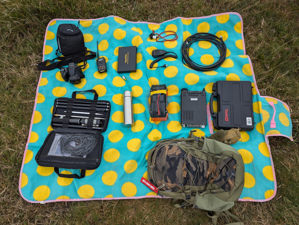 Rucksack and contents laid out on the ground