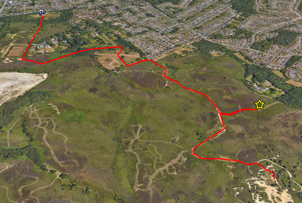 A map with the car park and activation spot shown along with a route