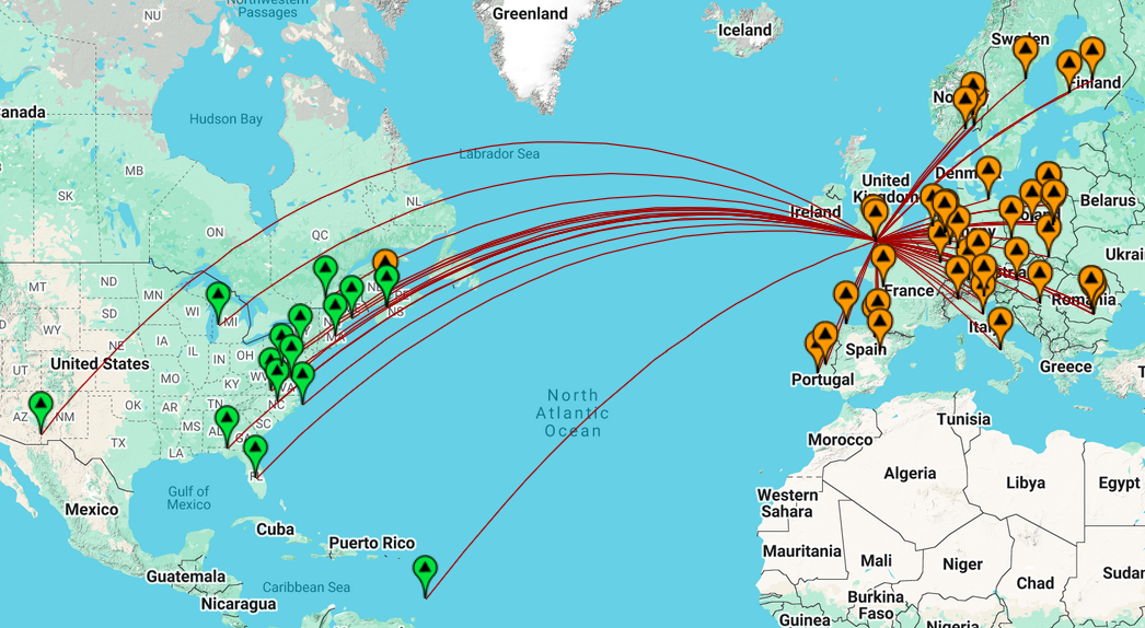 Map of contacts