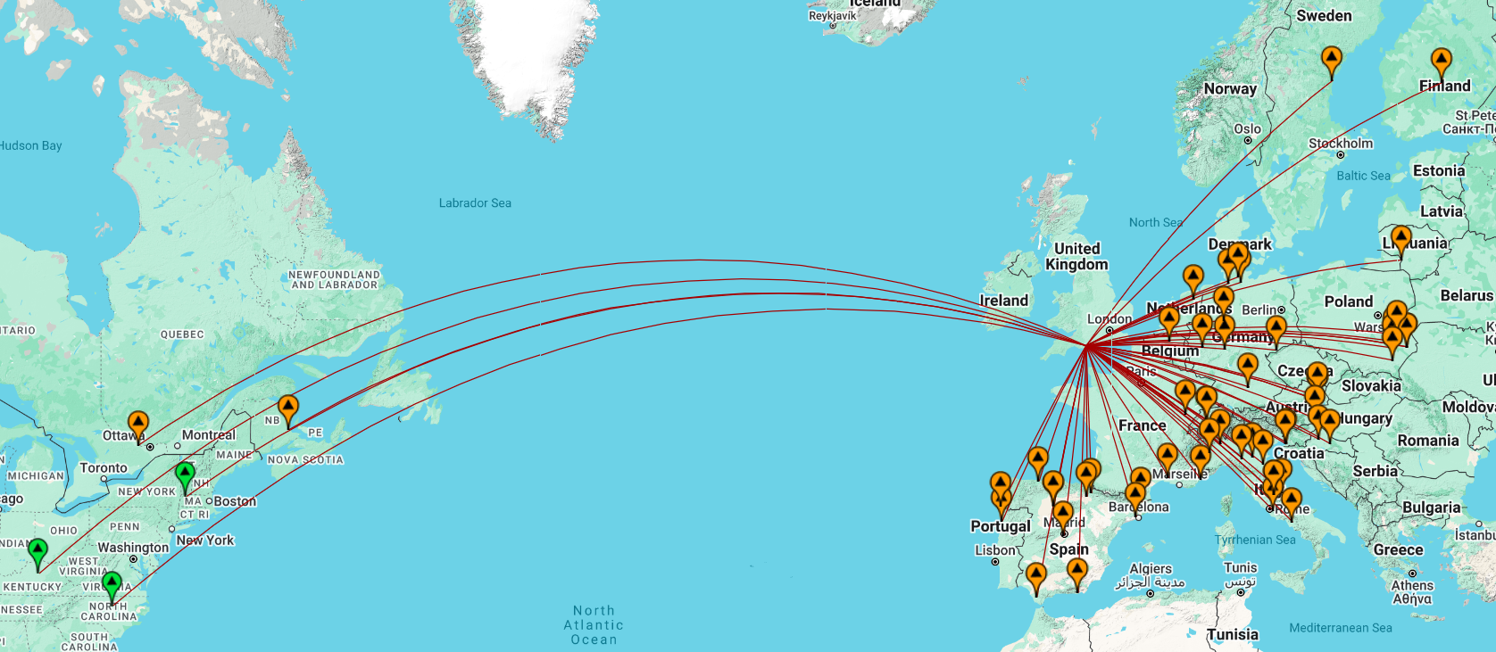 Map of contacts