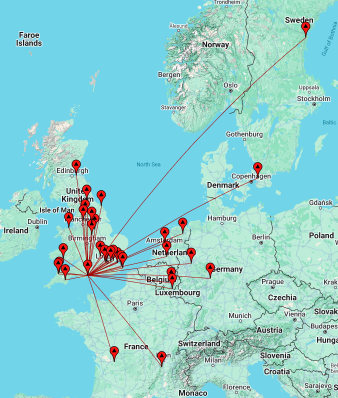 Map of contacts