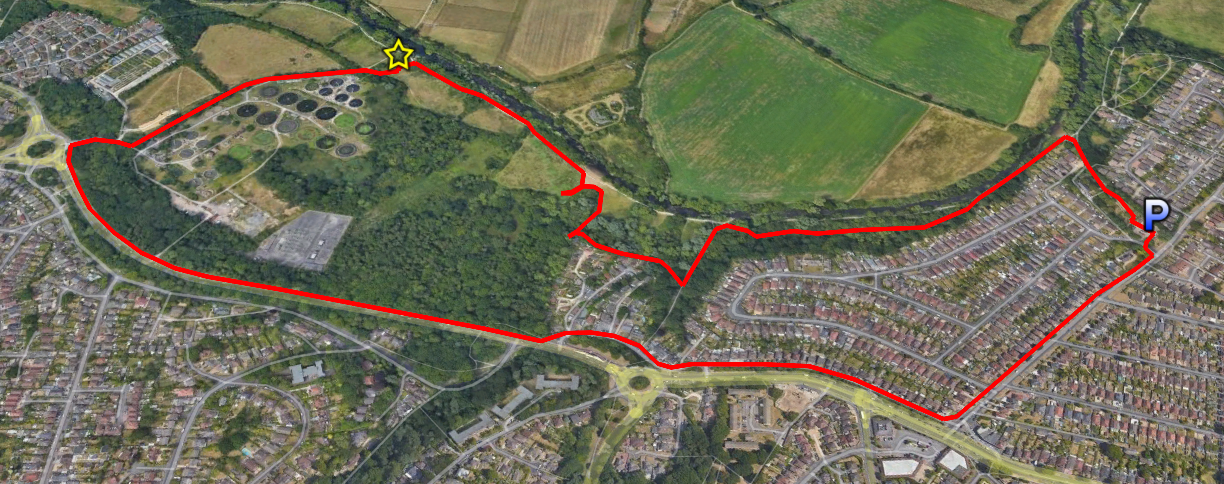 A map with the car park and activation spot shown along with a route