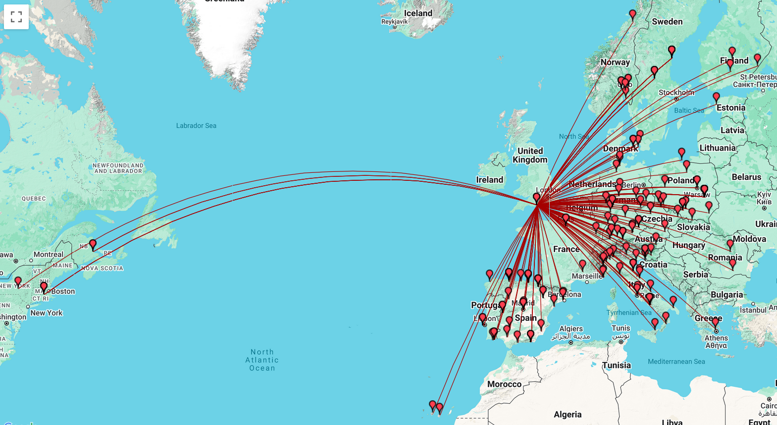 Map of contacts