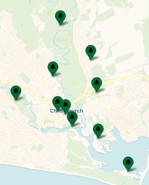 Screenshot from new parks web-app showing all parks in Christchurch activated