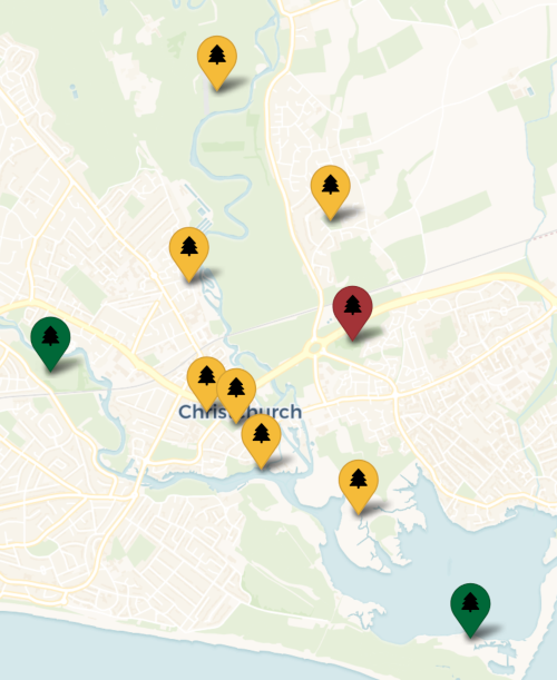 Screenshot from new parks web-app showing 8 unactivated parks in Christchurch