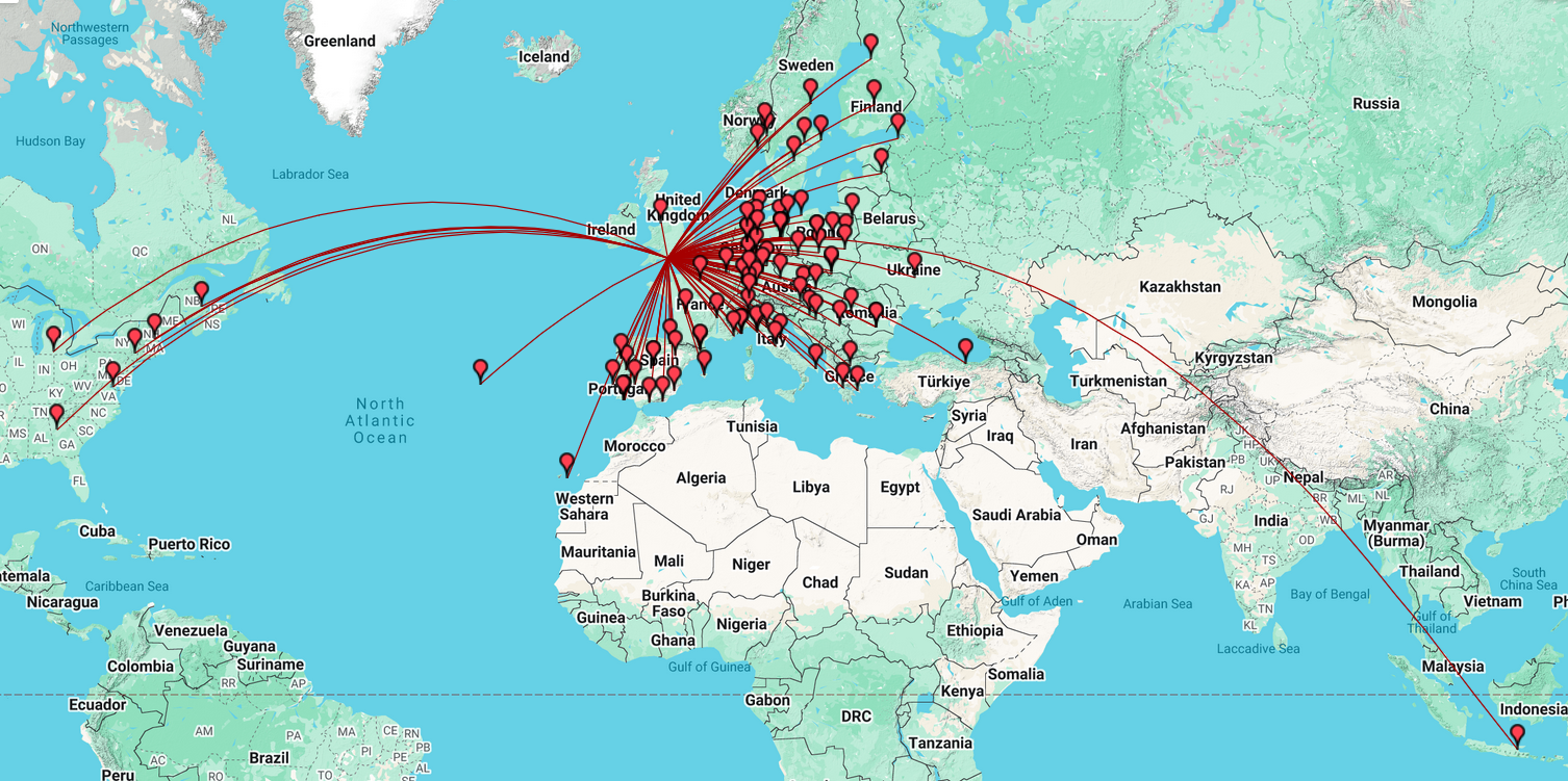 Map of contacts