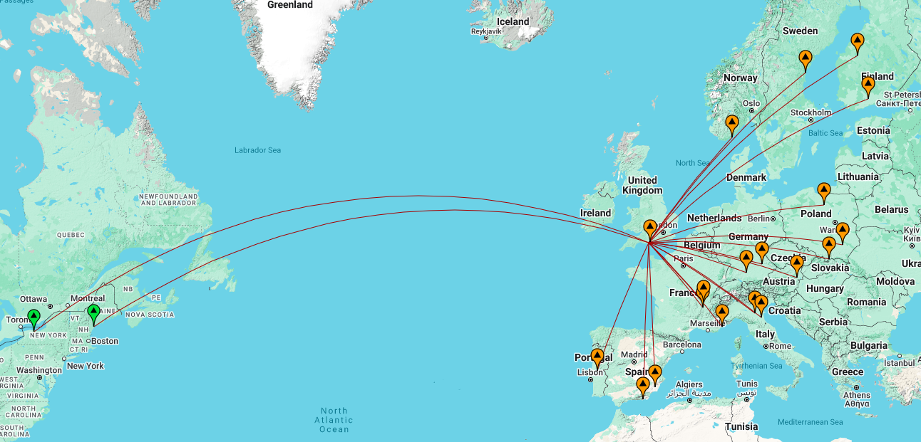 Map of contacts