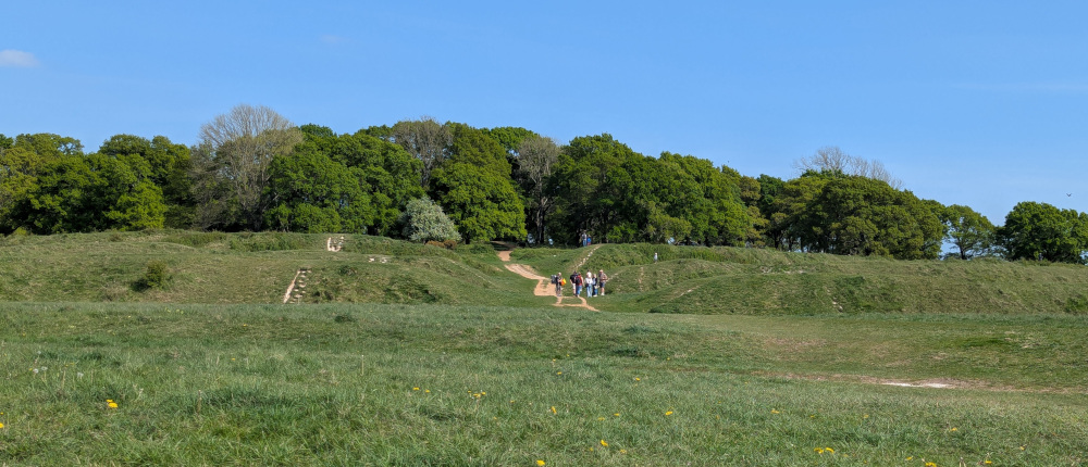 Grass covered hill fort with several rings