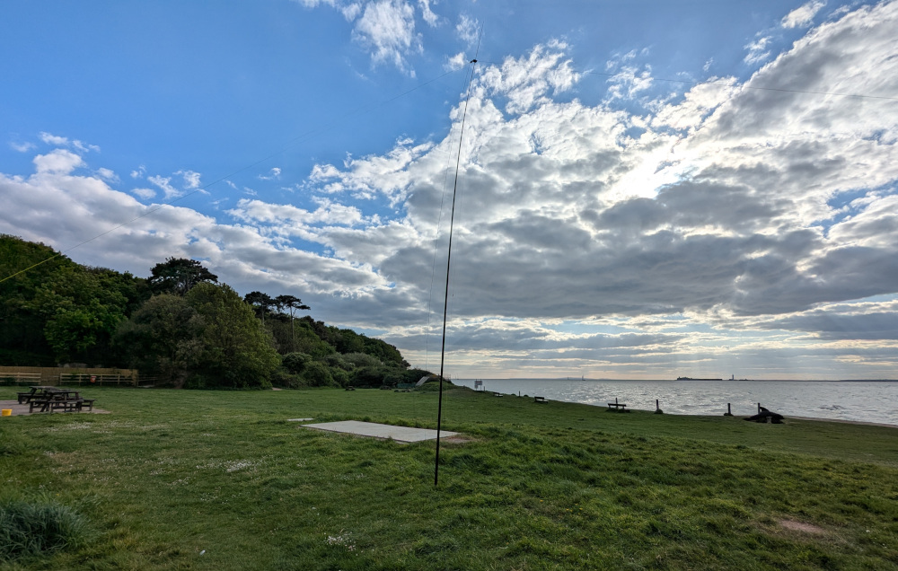 Inverted V dipole on some grass next to the sea