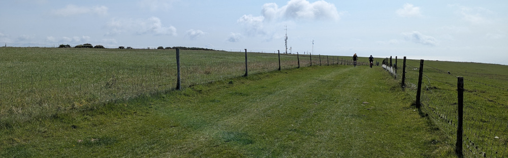Fenced in path on a hilltop