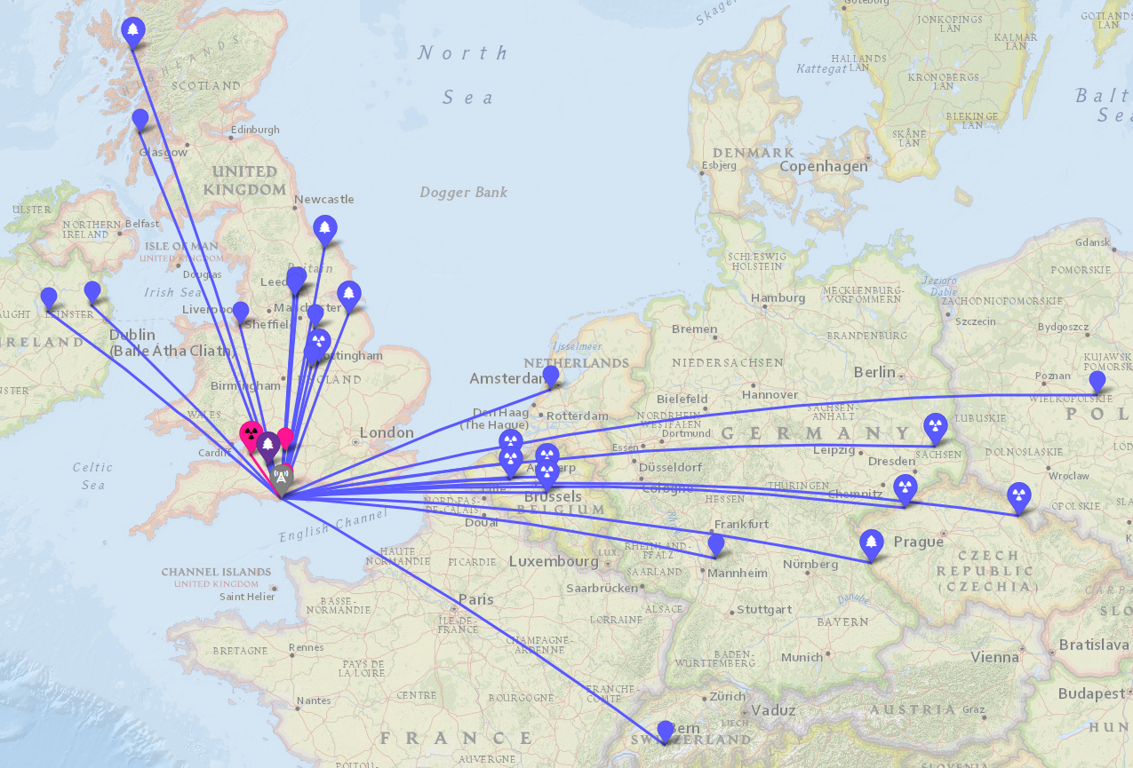 Map of contacts