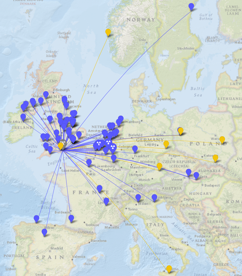 Map of contacts