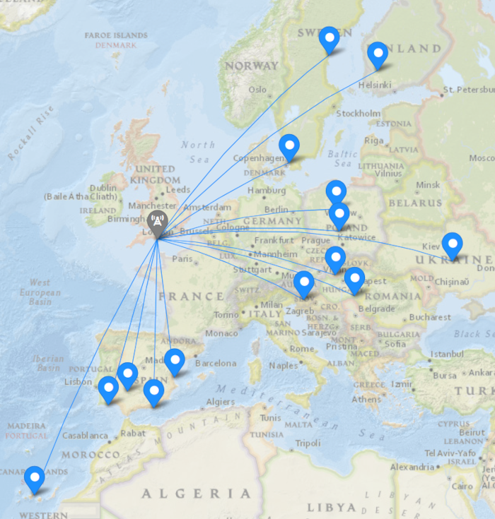 Map of contacts