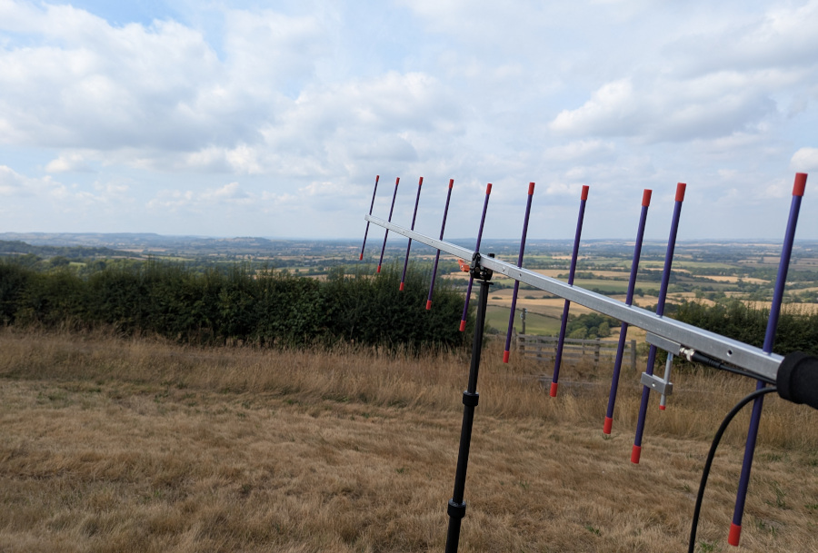 Yagi antenna with view of Blackmore Vale in the background