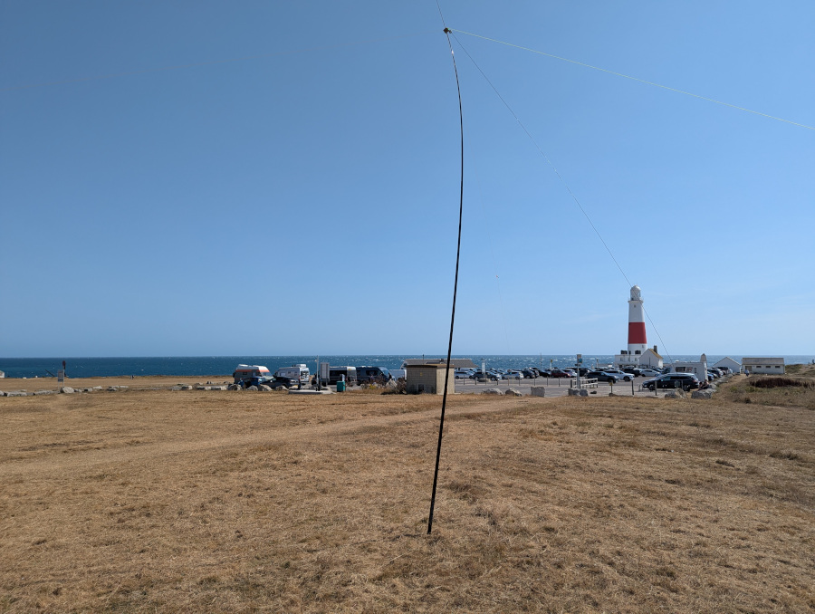 Inverted-V dipole antenna in front of Portland Bill
