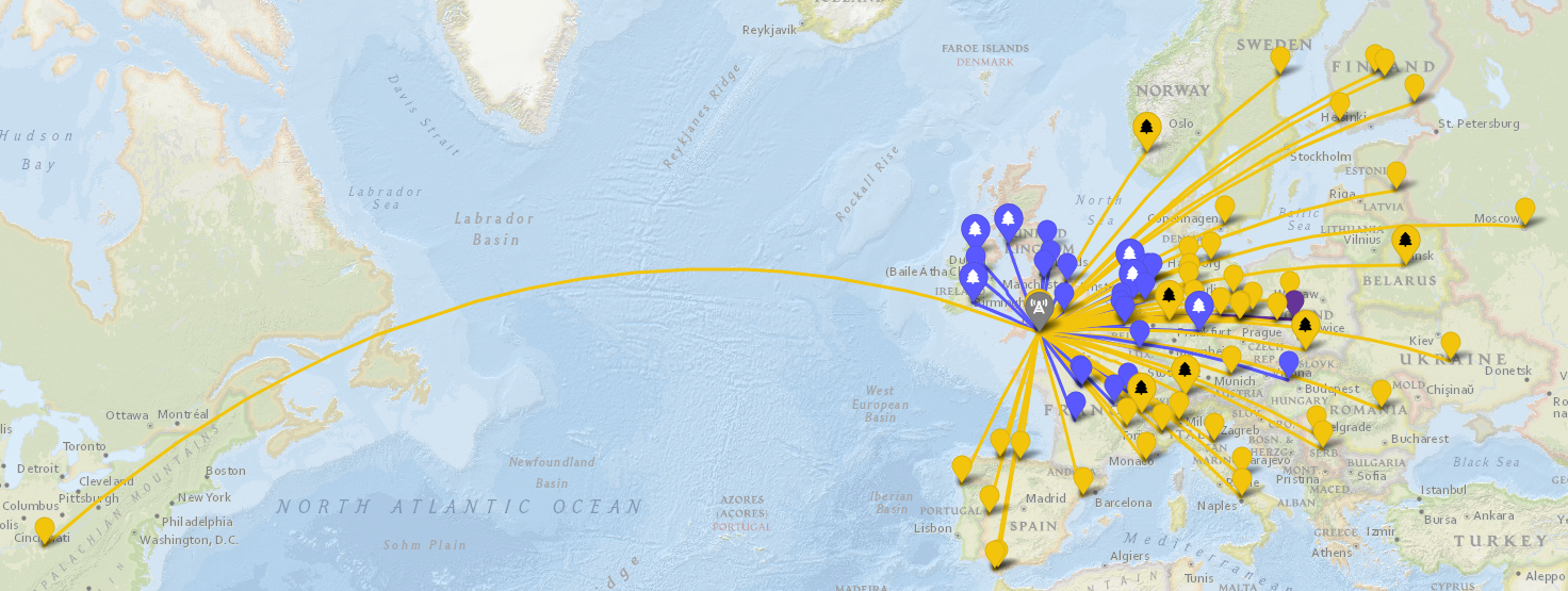 Map of contacts