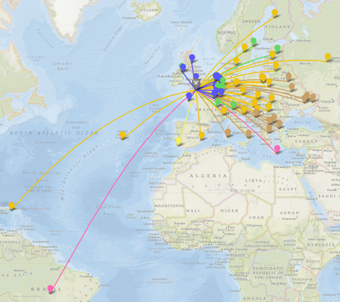 Map of contacts