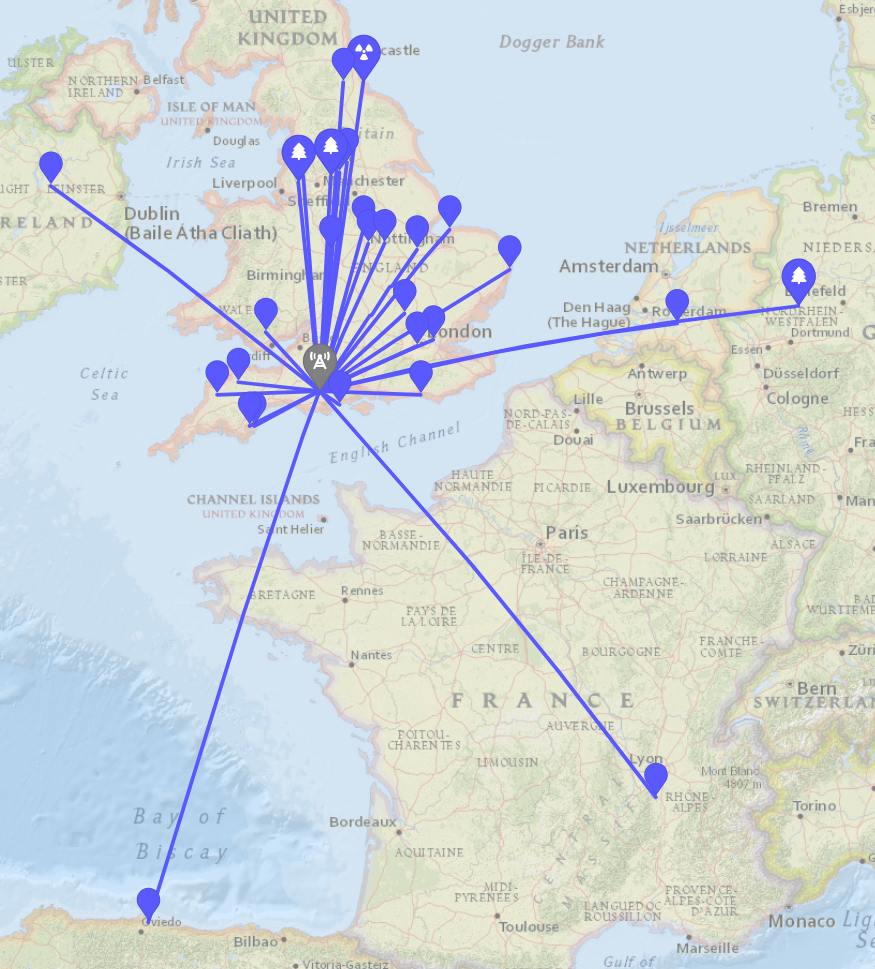 Map of contacts