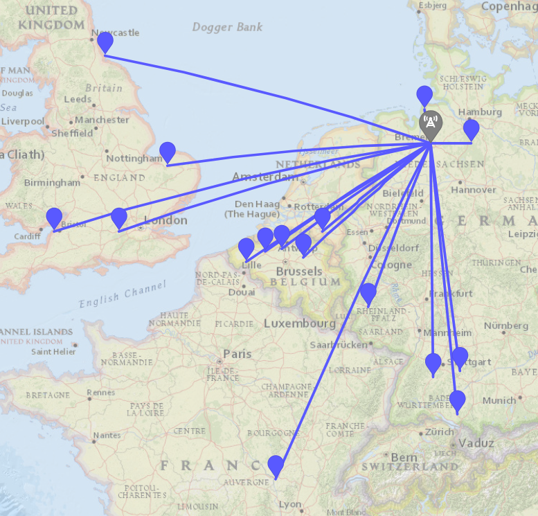 Map of contacts