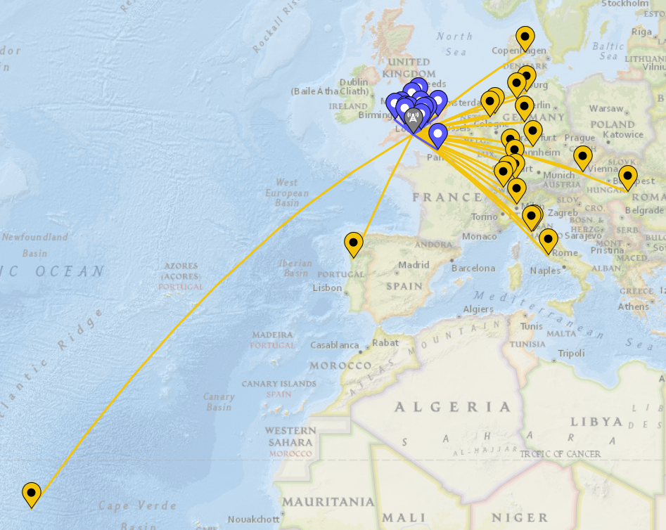 Map of contacts