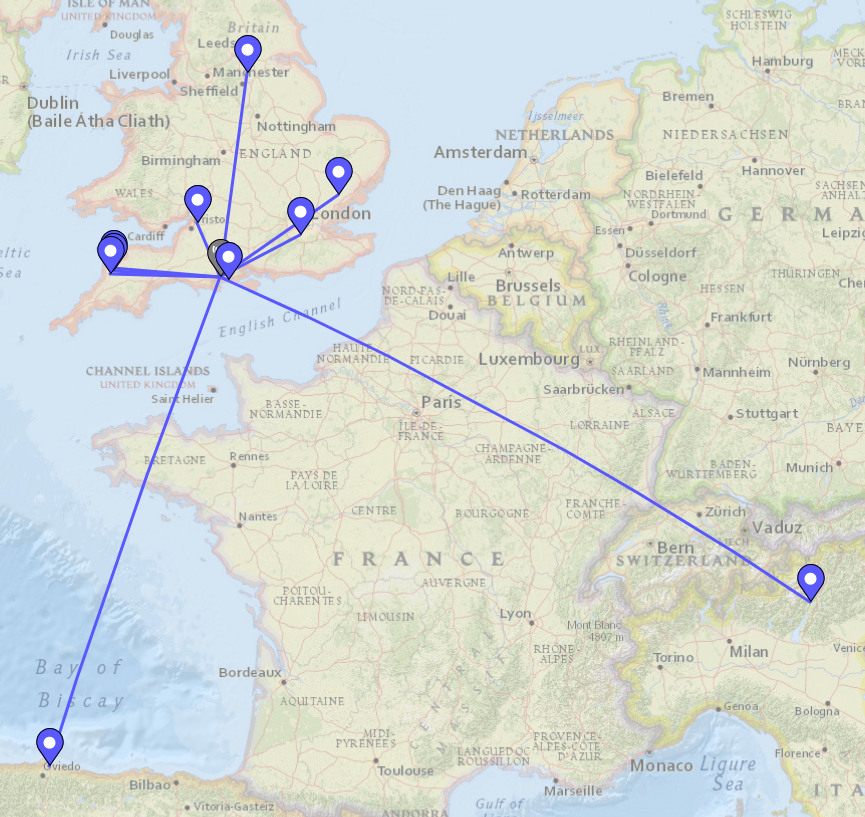 Map of contacts