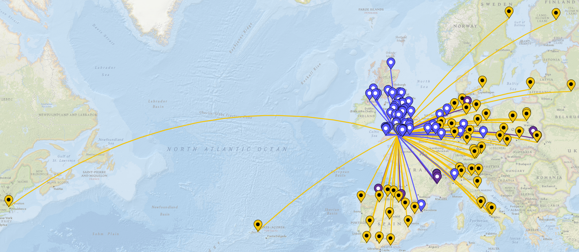 Map of contacts